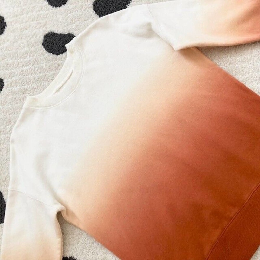 Madewell $88 XS Dip Dye Mainstay Ombre Orange Cotton Lounge Pullover Sweatshirt - Picture 6 of 11